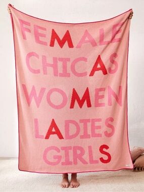 Urban Outfitters Pink & Red 'Female Chicas Women' Throw Blanket